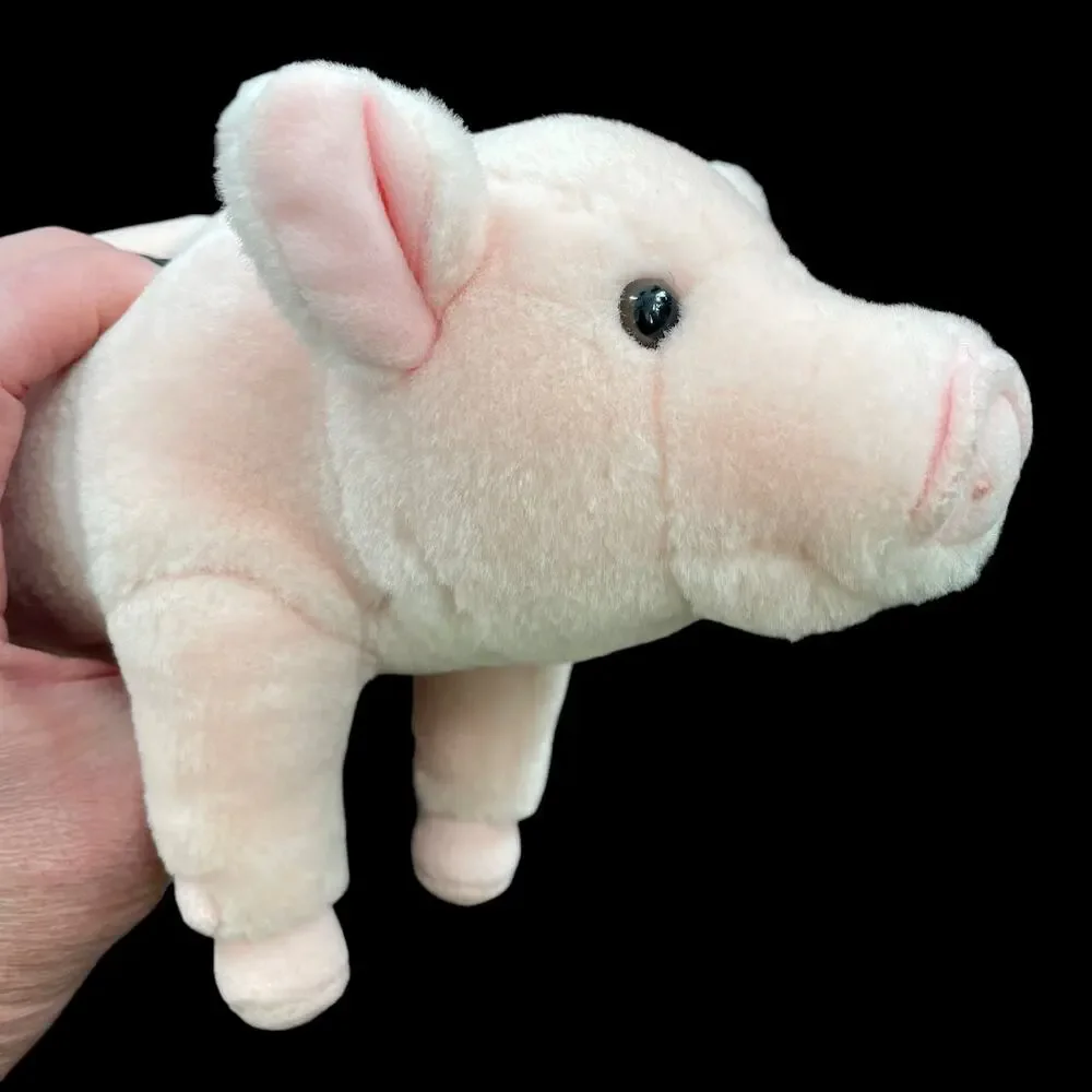 Realistic Pig Plush Pink Piglet Rigid Stuffed Animal No Tush Tag Stiff Toy READ